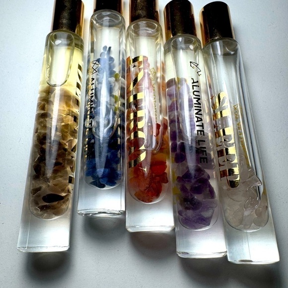 ALUMINATE LIFE crystal infused essential oil rollerballs set of 5 - Picture 4 of 10
